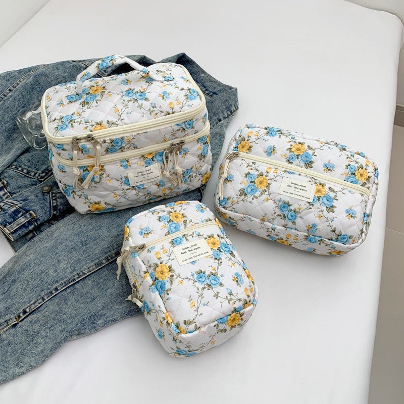 Floral Cosmetic Bag Large Capacity Travel Toiletry Bag Handbag - Image 2