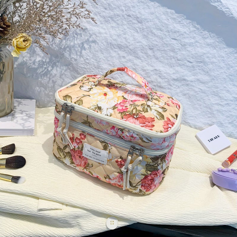 Floral Cosmetic Bag Large Capacity Travel Toiletry Bag Handbag - Image 1