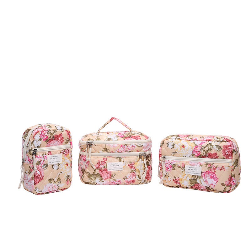 Floral Cosmetic Bag Large Capacity Travel Toiletry Bag Handbag - Image 3