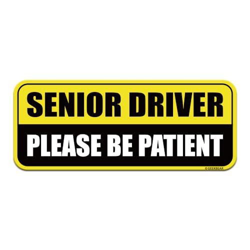 GEEKBEAR Senior Driver Car Magnet Colorful Reflective WeatherResistant Rectangular 87 x 35 in YellowBlack - Image 1