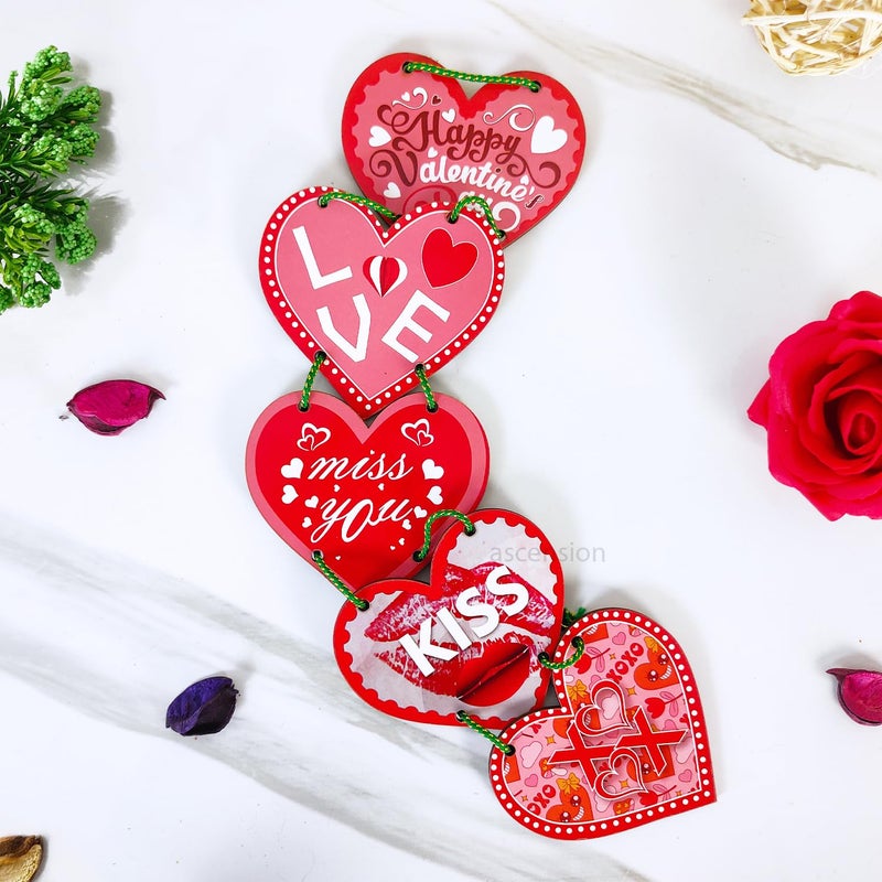 Ascension Happy Valentine's Day Door Sign Heart Kiss Love Hanging Ornaments for Home Decor Valentines Day Indoor Outdoor Party Wedding Valentines Day Décor Wall Hanging Valentine's Day Gifts - Image 2