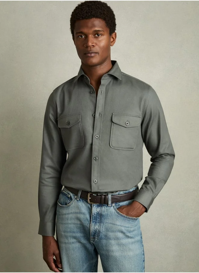 REISS Ls Twin Pocket Textured Overshirt