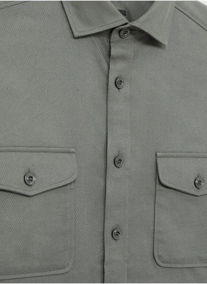 REISS Ls Twin Pocket Textured Overshirt