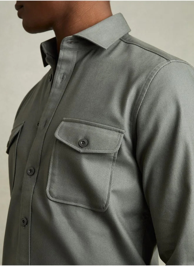 REISS Ls Twin Pocket Textured Overshirt
