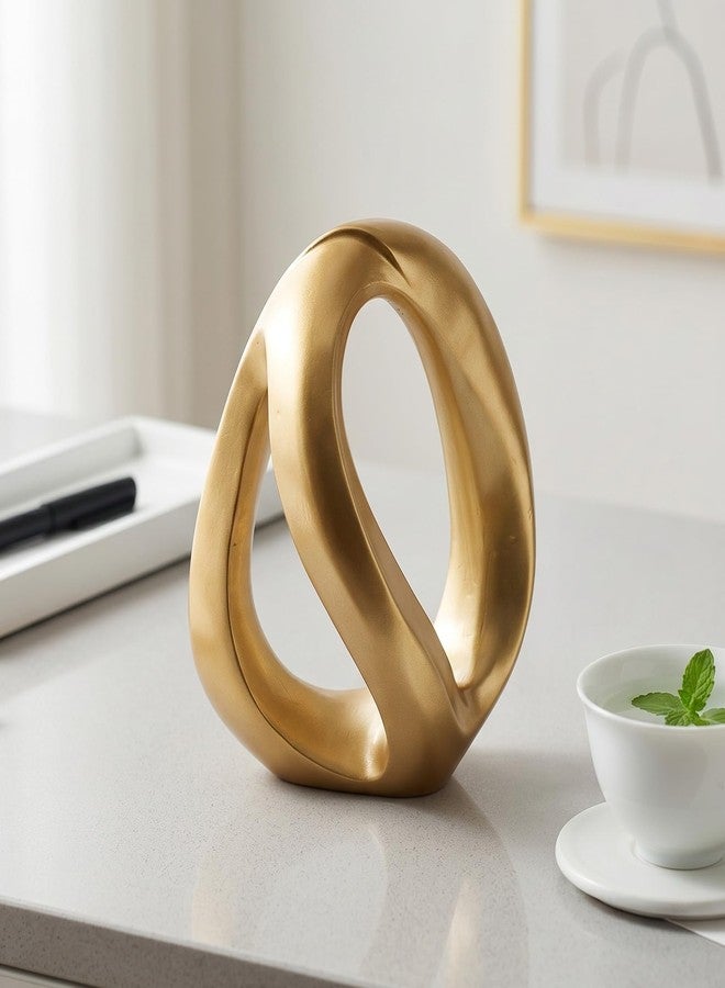 XIAOMAGG Abstract Gold Knot Sculpture, Modern Geometric Infinity Loop Tabletop Decor for Coffee Table, Bookshelf & Shelves, Luxury Home Accents (Loop - Gold) - Image 1