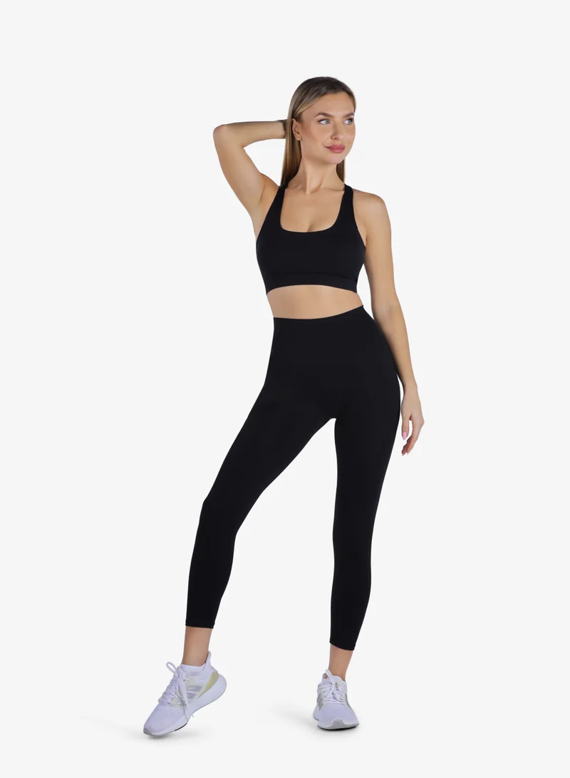 YesEco YesEco Women’s Black Activewear Set – Padded Sports Bra &amp; High-Waist Stretch Pants – Sustainable Recycled Nylon &amp; Spandex Workout Outfit for Gym, Yoga, Pilates, or Athleisure Wear