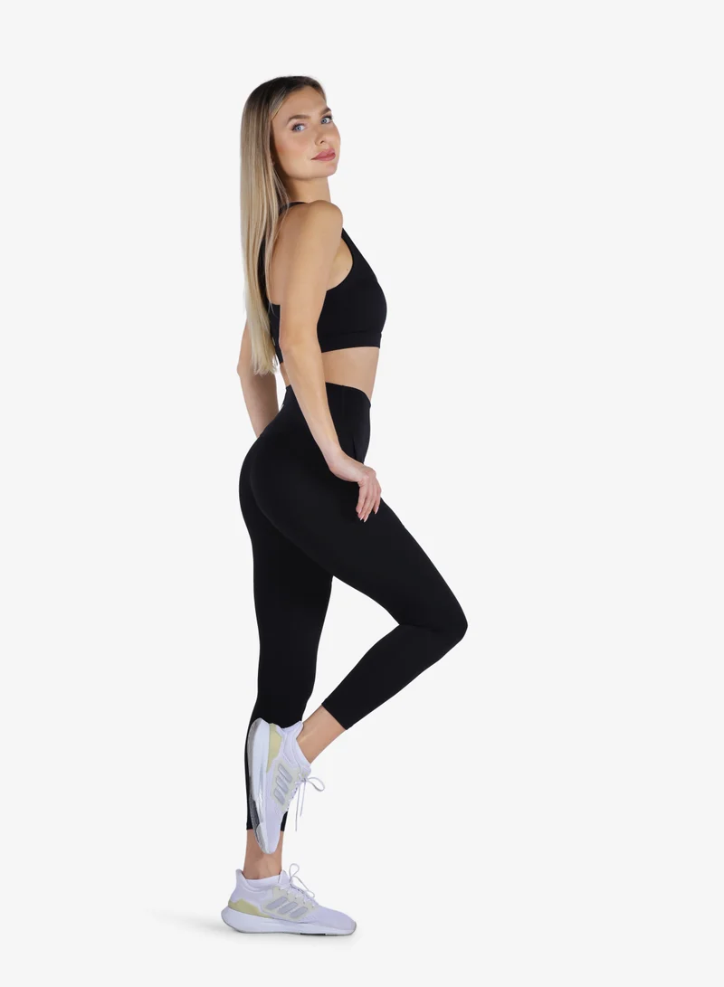 YesEco YesEco Women’s Black Activewear Set – Padded Sports Bra &amp; High-Waist Stretch Pants – Sustainable Recycled Nylon &amp; Spandex Workout Outfit for Gym, Yoga, Pilates, or Athleisure Wear