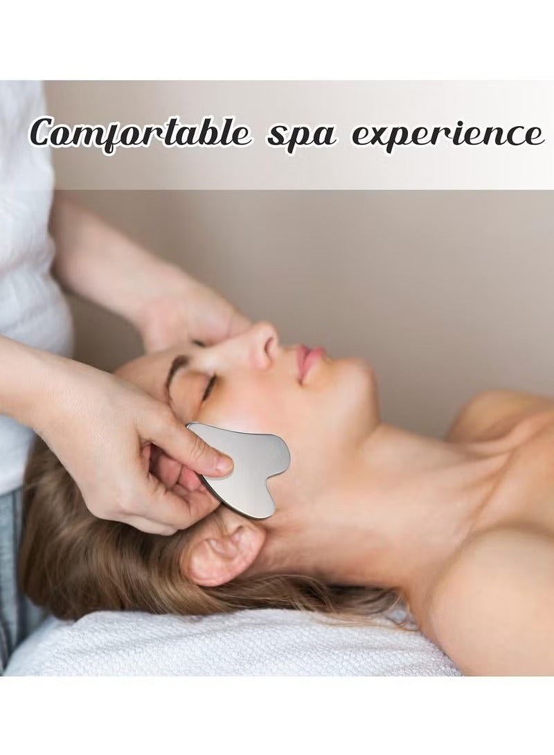 Loquat Stainless Steel Gua Sha Facial Tools, Face Metal Gua Sha Tighten Skin Massage Guasha Scraping Beauty Tool for Body Eyes Neck Skin Massager - Image 5