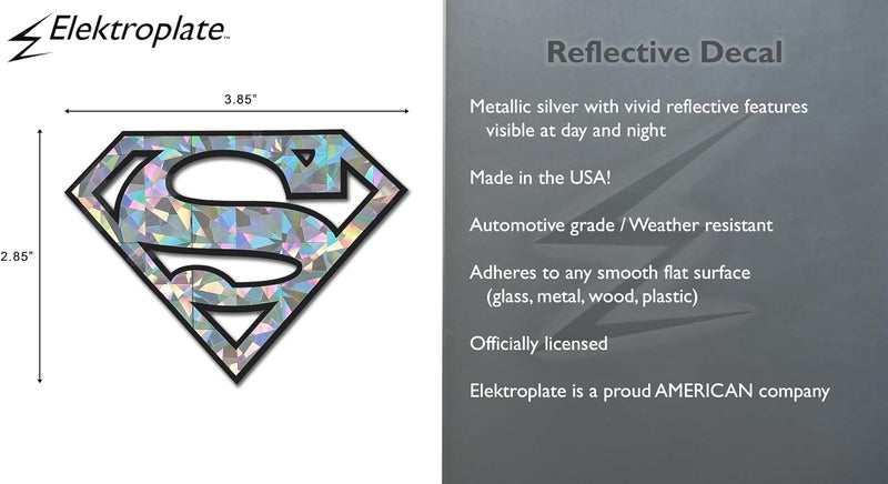 Elektroplate ملصق سوبرمان فضي للسيارات 3.85 × 2.85 بوصة | ملصق DC Comic مقاوم للطقس ممتاز للسيارات، الشاحنات، المبردات، أجهزة الكمبيوتر المحمولة، والمزيد - Image 3
