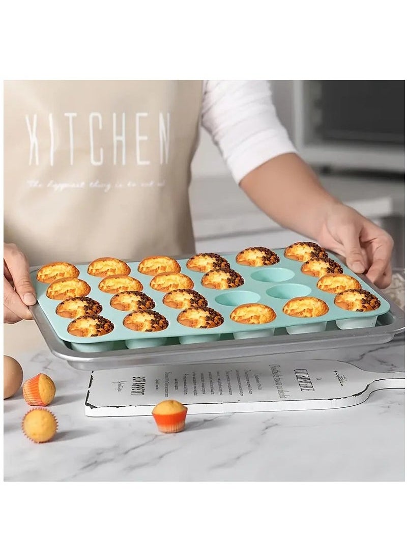 Captaintech Chocolate Cookie Mold, Cake Mold, lce Cream CandySilicone Mold, Silicone Muffin Pan, Muffin Bread Mold, Cake Tray 24 Cups -Non-stick Cake Kitchen Baking Mold For Bakery Use  - Image 2