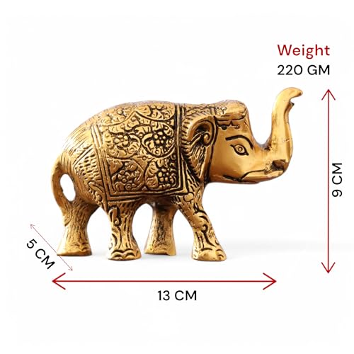 KridayKraft Metal Elephant Statue Small Size Gold Polish 2 pcs Set for Your Home,Office Table Decorative & Gift Article,Animal Showpiece Figurines... - Image 2