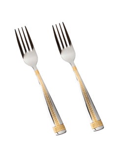 Dania Set of 6 stainless steel eating forks with golden decor  - Image 2