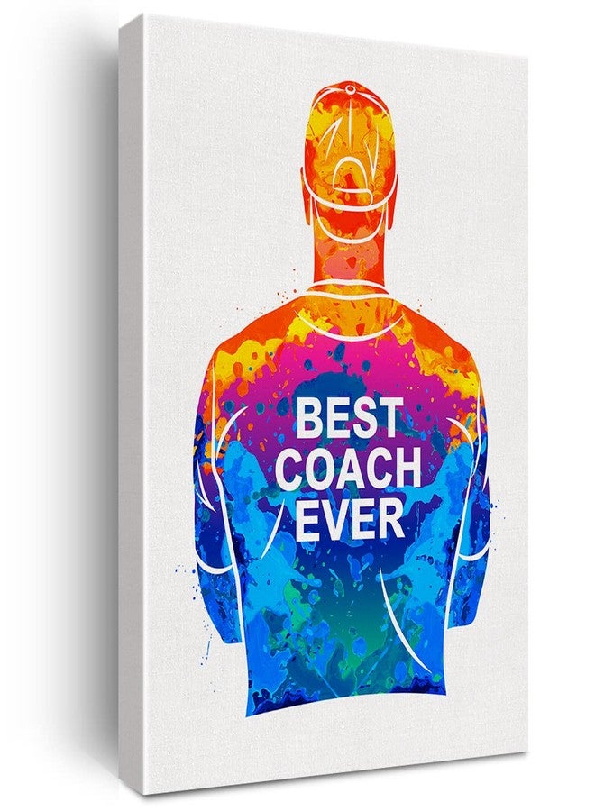 Nvhai Watercolor Best Coach Ever Canvas Painting Prints for Home Office Wall Decor Framed Artwork Best Coach Gifts(12x15") - Image 1