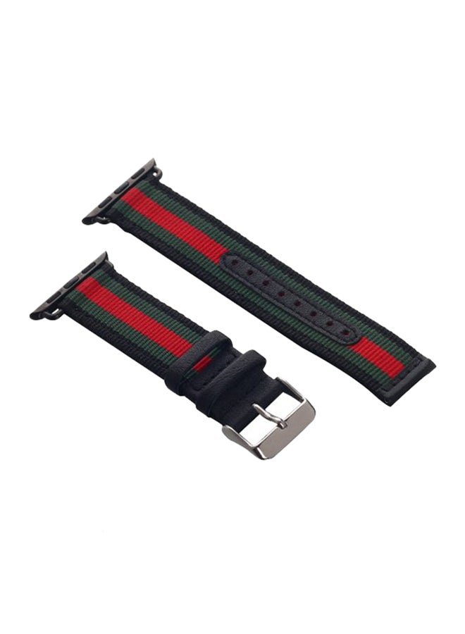 Ozone Nylon Leather Strap For Apple Watch Series 4/3/2 /1 42/44mm Green/Black/Red - Image 1