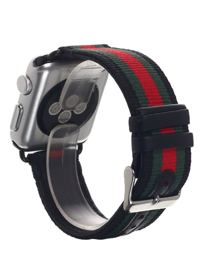 Ozone Nylon Leather Strap For Apple Watch Series 4/3/2 /1 42/44mm Green/Black/Red - Image 3