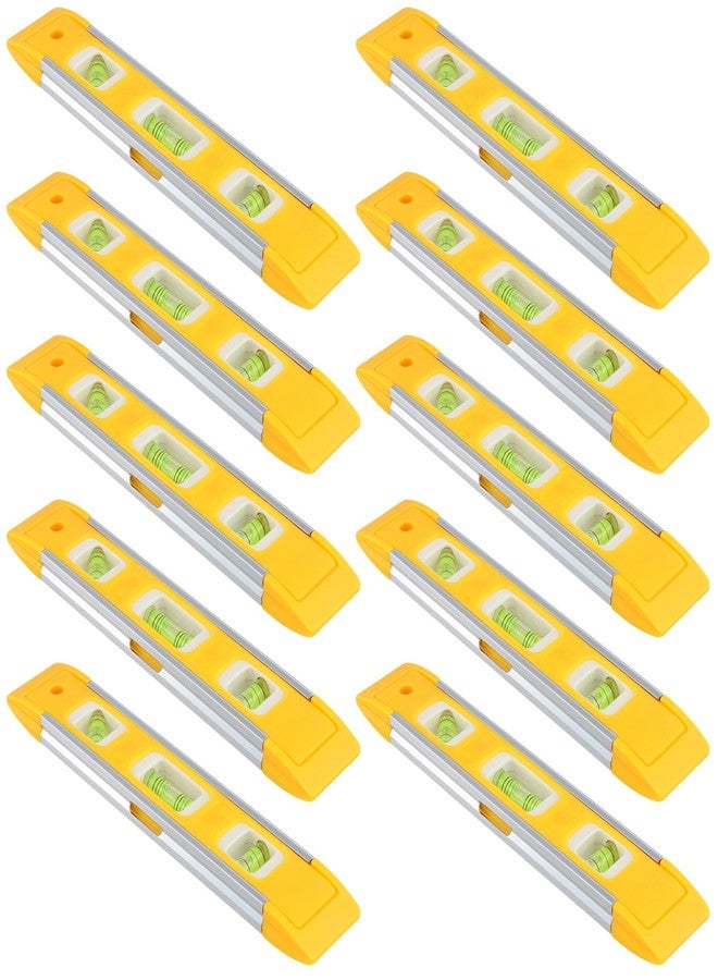 هاكزيون، 10 قطع، مستوى طوربيد مغناطيسي أصفر 9 بوصات، أداة مستوى فقاعات بلاستيكية، أداة قياس مستوى الروح مع فقاعات 45/90/180 درجة للقياسات - Image 1