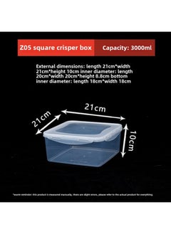 Generic Factory Direct Multi-buckle Commercial Crisper Food Grade Refrigerated Heated Crisper Storage Sealed-Specifications:Square Z05 3000nl-Color:Transparent  - Image 1