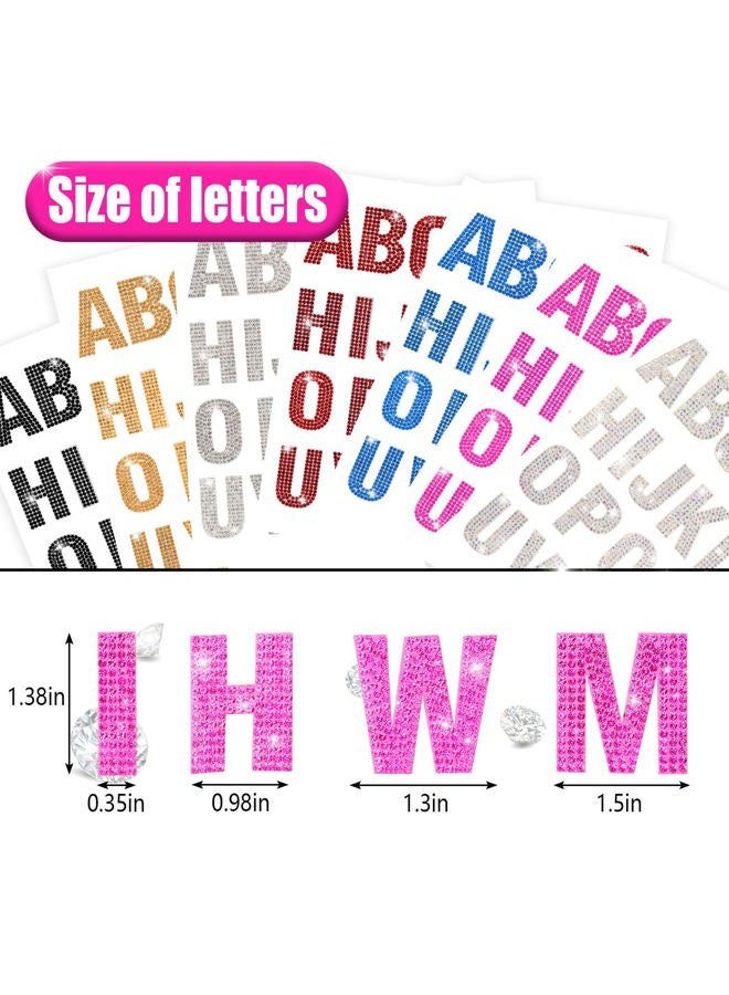 PRATIQUE Glitter Rhinestone Alphabet Letter Stickers, 26 Letters Self-Adhesive Stickers for DIY Art and Craft (Pink) - Image 2