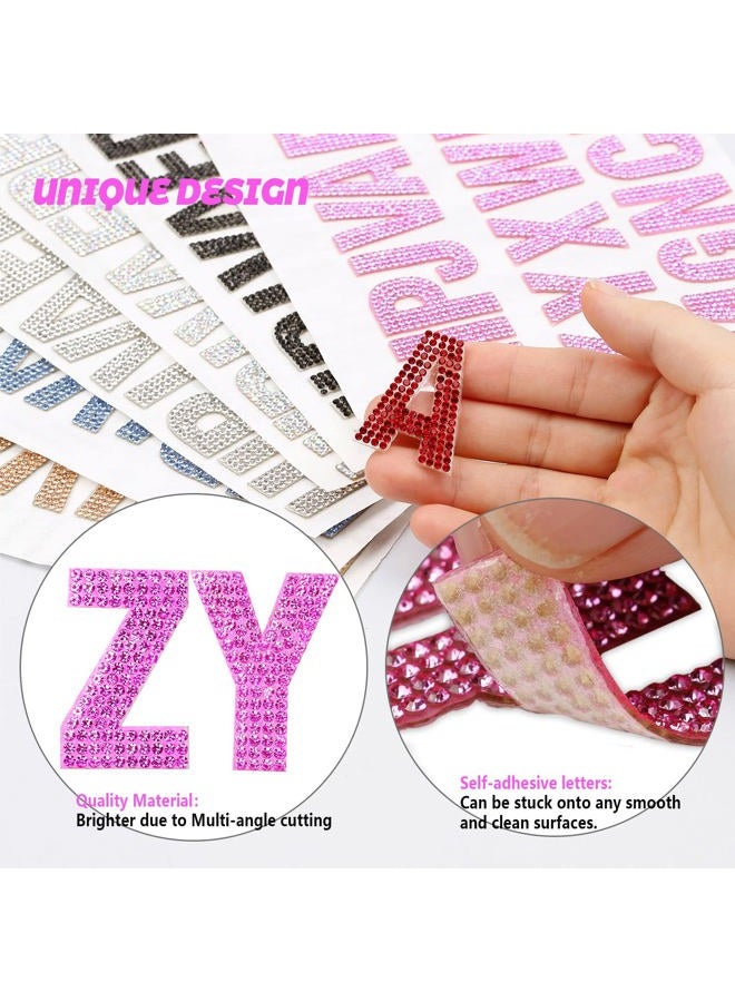 PRATIQUE Glitter Rhinestone Alphabet Letter Stickers, 26 Letters Self-Adhesive Stickers for DIY Art and Craft (Pink) - Image 3