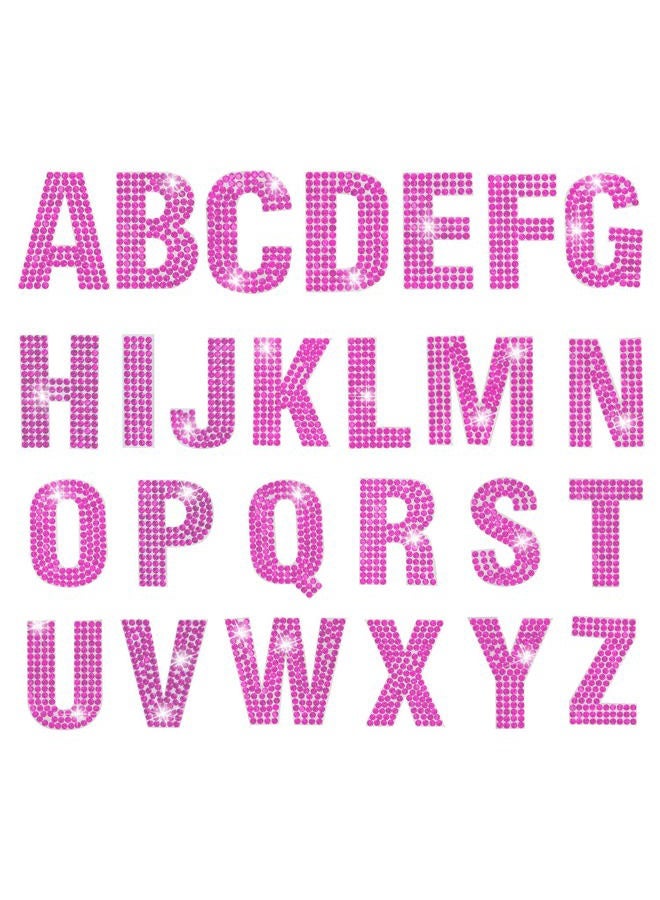 PRATIQUE Glitter Rhinestone Alphabet Letter Stickers, 26 Letters Self-Adhesive Stickers for DIY Art and Craft (Pink) - Image 1