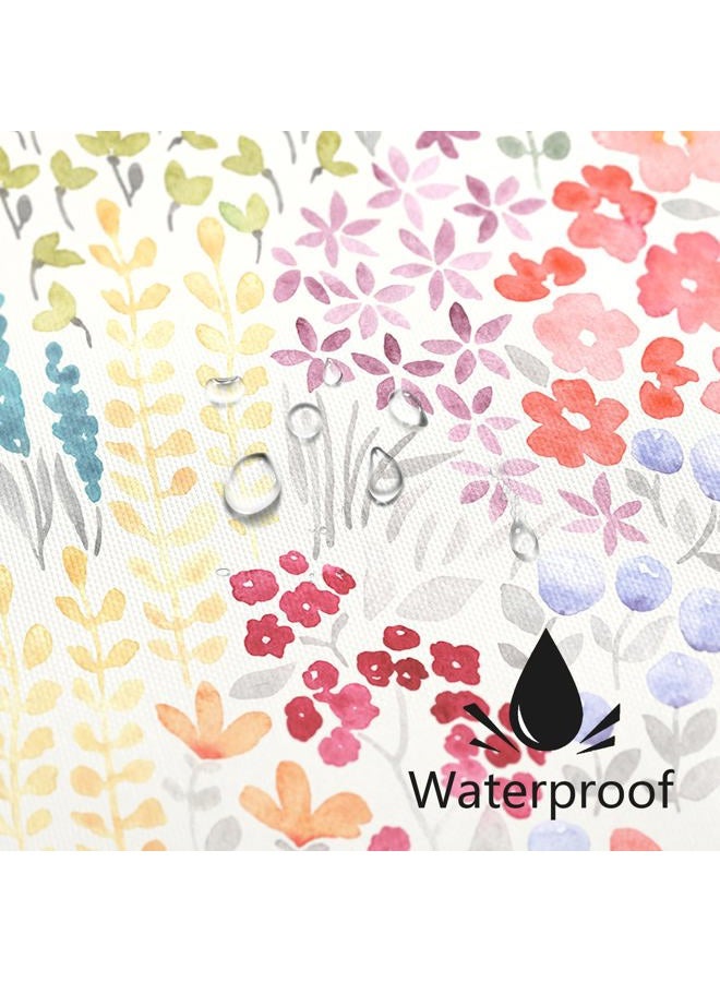 MAYZUS Small Stall Shower Curtain 36 x 72 Inch, Half Narrow Dorm Cute Floral Shower Curtain for Bathroom, Colorful Wildflower Boho Cottagecore Fabric Shower Curtain Set with Hooks, Ivory - Image 4