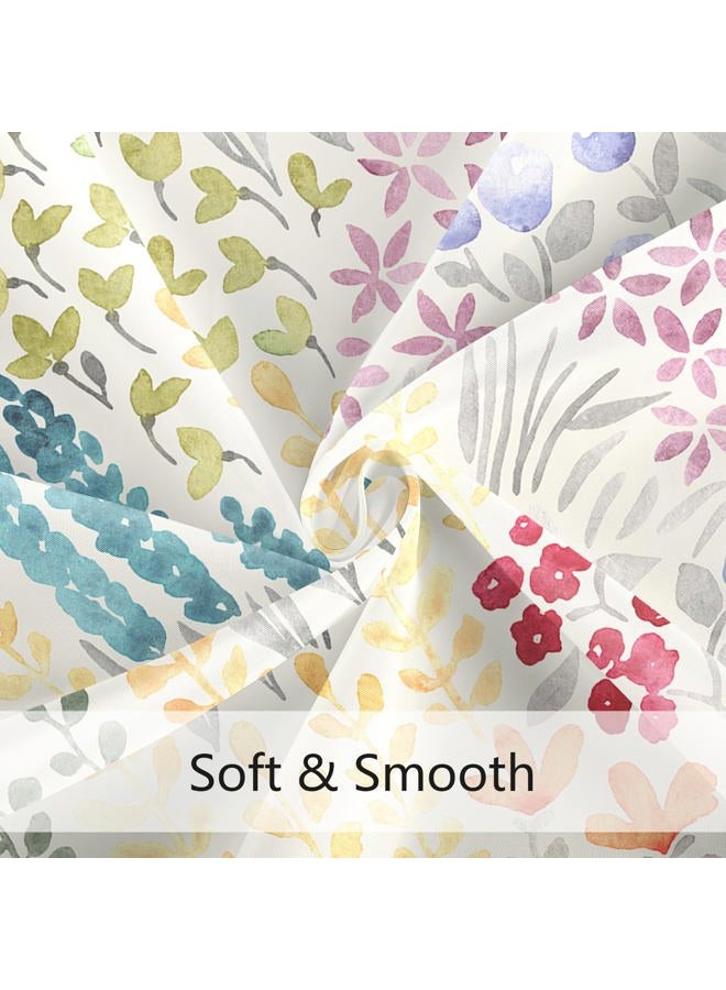 MAYZUS Small Stall Shower Curtain 36 x 72 Inch, Half Narrow Dorm Cute Floral Shower Curtain for Bathroom, Colorful Wildflower Boho Cottagecore Fabric Shower Curtain Set with Hooks, Ivory - Image 5