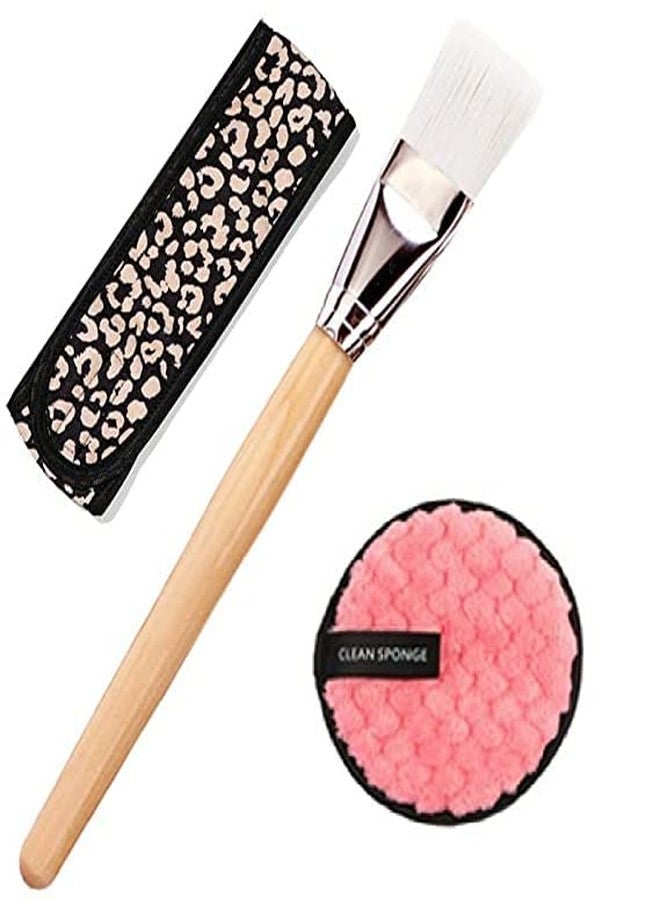 VEDETIC Professional Plastic 1 Brush, 1 Spong & 1 Headband For Bleach, Face Pack Applicator Soft Brush Home Use, Salon Use, Parlour Use, Men and Women Use - Image 1