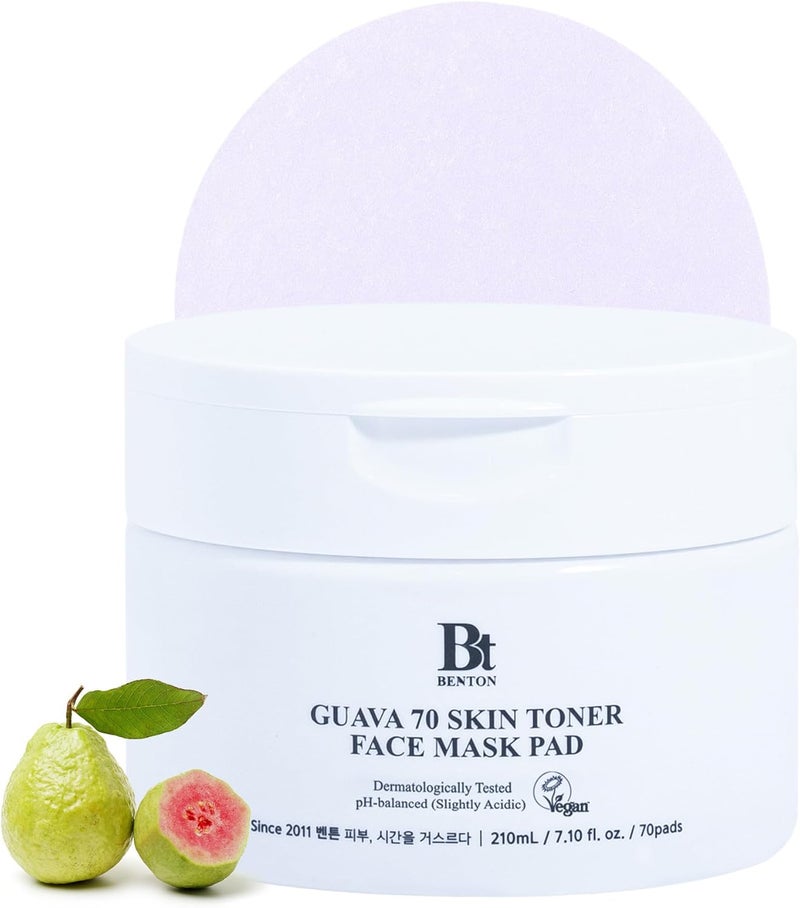 BENTON Guava 70 Skin Toner Face Mask Pad 70 Sheets  Valentines Day Gifts for Her Skin Soothing and Moisturizing Effect for All Skin Types Elastic Skin Pore Care Korean Skin Care