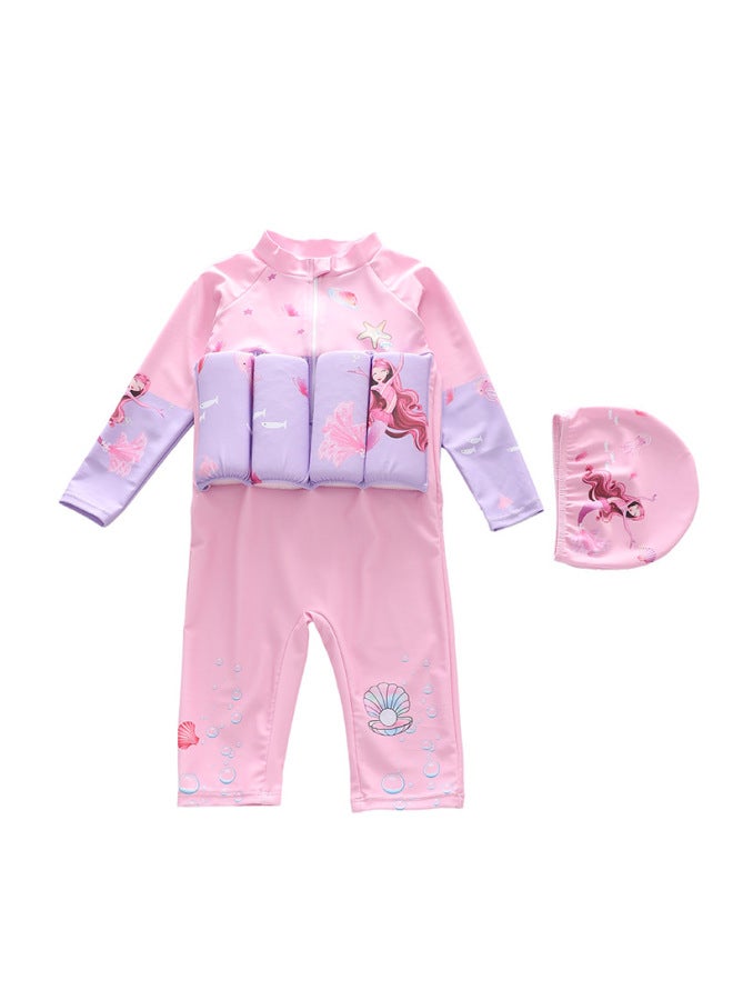 Loquat Children's Buoyancy Swimsuit Girls' One-Piece Baby Unicorn Mermaid Swimsuit Surfsuit Trendy Girls' Buoyancy Swimsuit-Color:D2391-14MZ Long-haired Mermaid- - Image 1