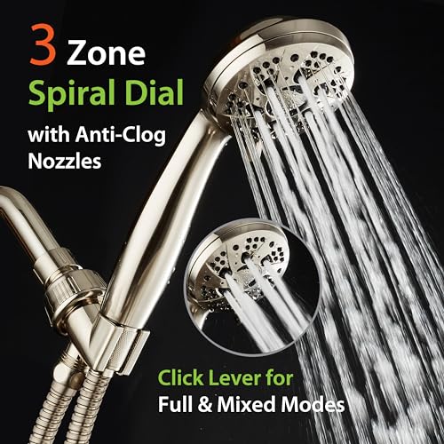 AquaDance For California High Pressure 6-Setting Full Brushed Nickel Face Handheld Shower with Hose for Ultimate Shower Experience! Officially Tested to Meet Strict US Quality & Performance Standards! - Image 5