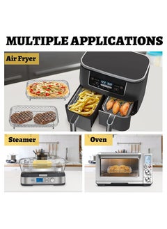 3Pcs Stackable Air Fryer Rack Compatible with Ninja Dual Air Fryer,  Rectangle Stainless Steel Dehydrator Rack Compatible with Ninja Dual Air  Fryer