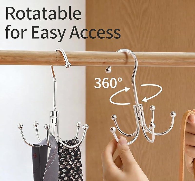 Silver Rotating Eight Prong Hook For Lingerie Bras Hats Belts Bags Storage - Image 2