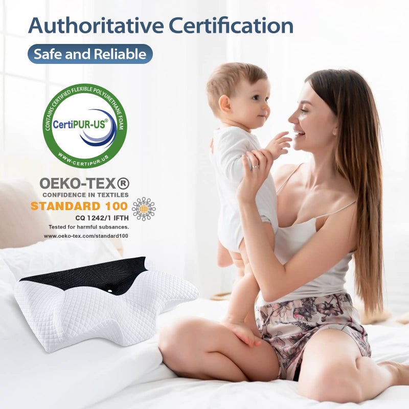 HOMCA Cervical Contour Memory Foam Pillow for Pain Relief, Orthopedic Neck Bed Pillow for Side Sleepers Back and Stomach - Image 3