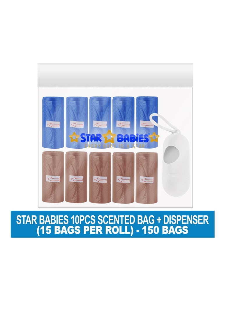 STAR BABiES Star Babies Scented Bag Pack of 10/150bags with Dispenser -Dark Blue/Brown  - Image 2