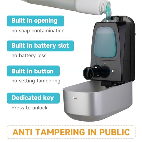 AIKE 33.8oz Automatic Wall Mount Liquid Soap Dispenser with Commercial ABS Construction, Model AK1226S(Silver) - Image 3