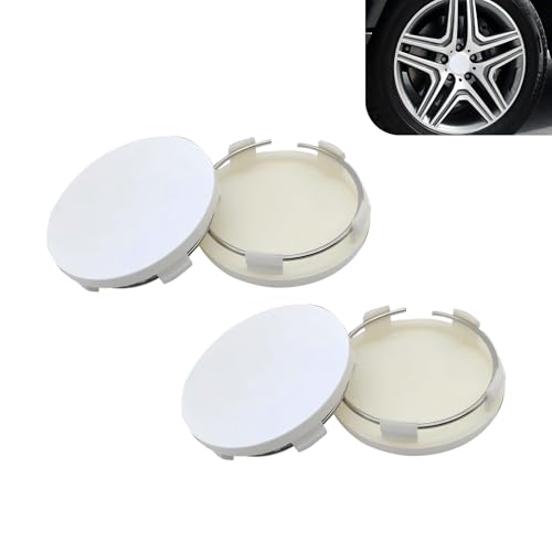 Tesnaao 4 PCS Car Wheel Hub Center Cap 236 x 22 ABS Wheel Hub Modification Decoration Durable Snapin AntiFalling Fastening Installation Accessories Universal for Most Cars White - Image 1