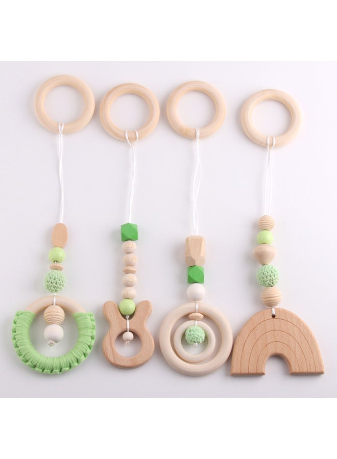Children's Tooth Gum Grinding Stick Cartoon Beech Animal Rattle Early Education Toy Baby Room Decorative Pendant-Color:Green - Image 1