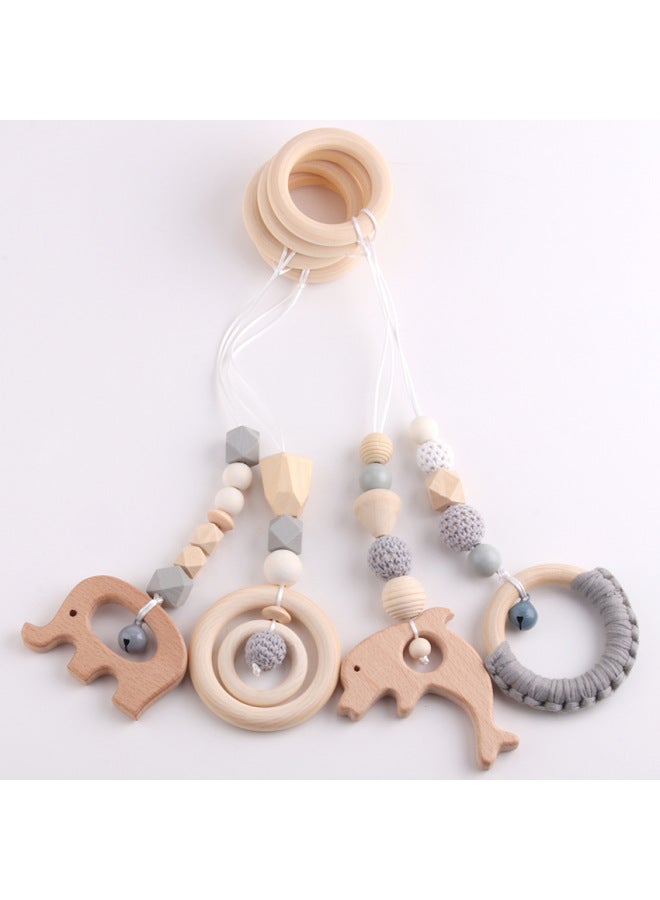 Children's Tooth Gum Grinding Stick Cartoon Beech Animal Rattle Early Education Toy Baby Room Decorative Pendant-Color:Green - Image 5