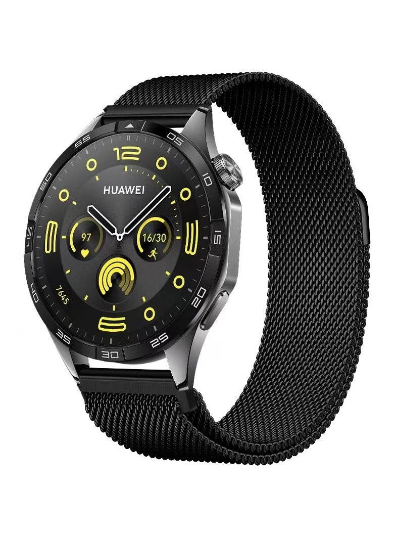 Stainless Steel Magnetic Strap Replacement for Huawei Watch GT5 46mm/GT5 PRO 46mm/Watch 4 46mm,Milanese Band Compatible with Xiaomi Redmi Watch 5 Active/5 Lite,Black  - Image 1