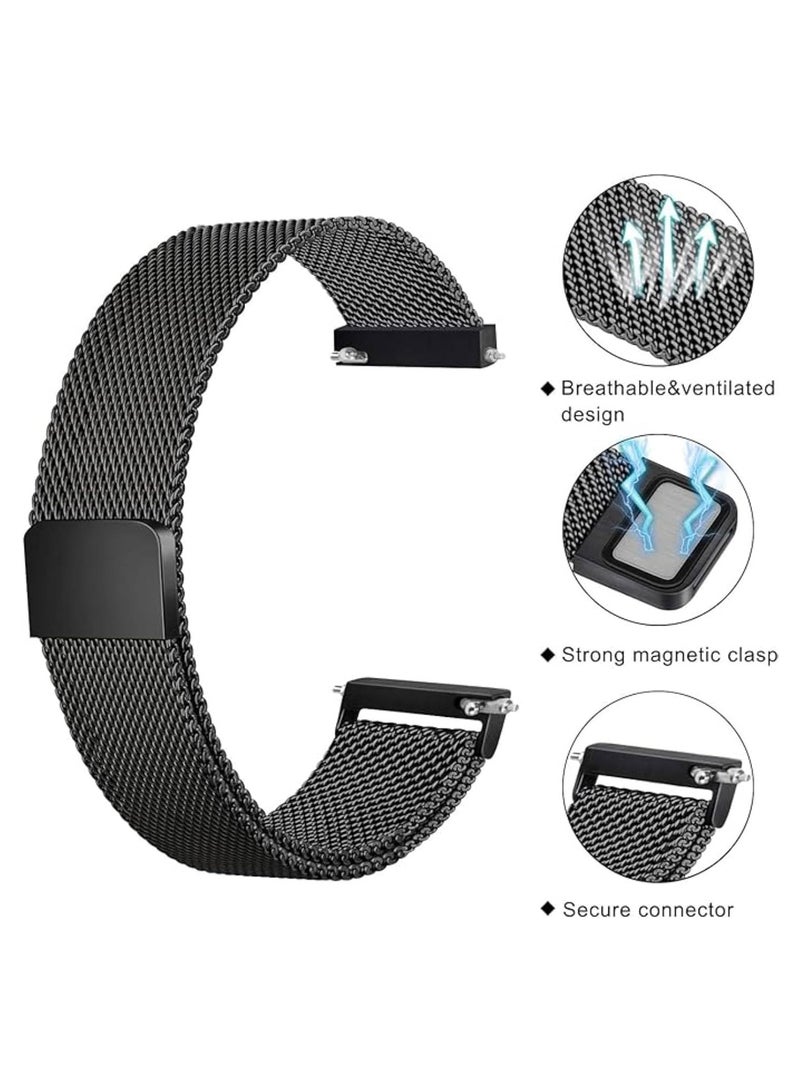 Stainless Steel Magnetic Strap Replacement for Huawei Watch GT5 46mm/GT5 PRO 46mm/Watch 4 46mm,Milanese Band Compatible with Xiaomi Redmi Watch 5 Active/5 Lite,Black  - Image 3