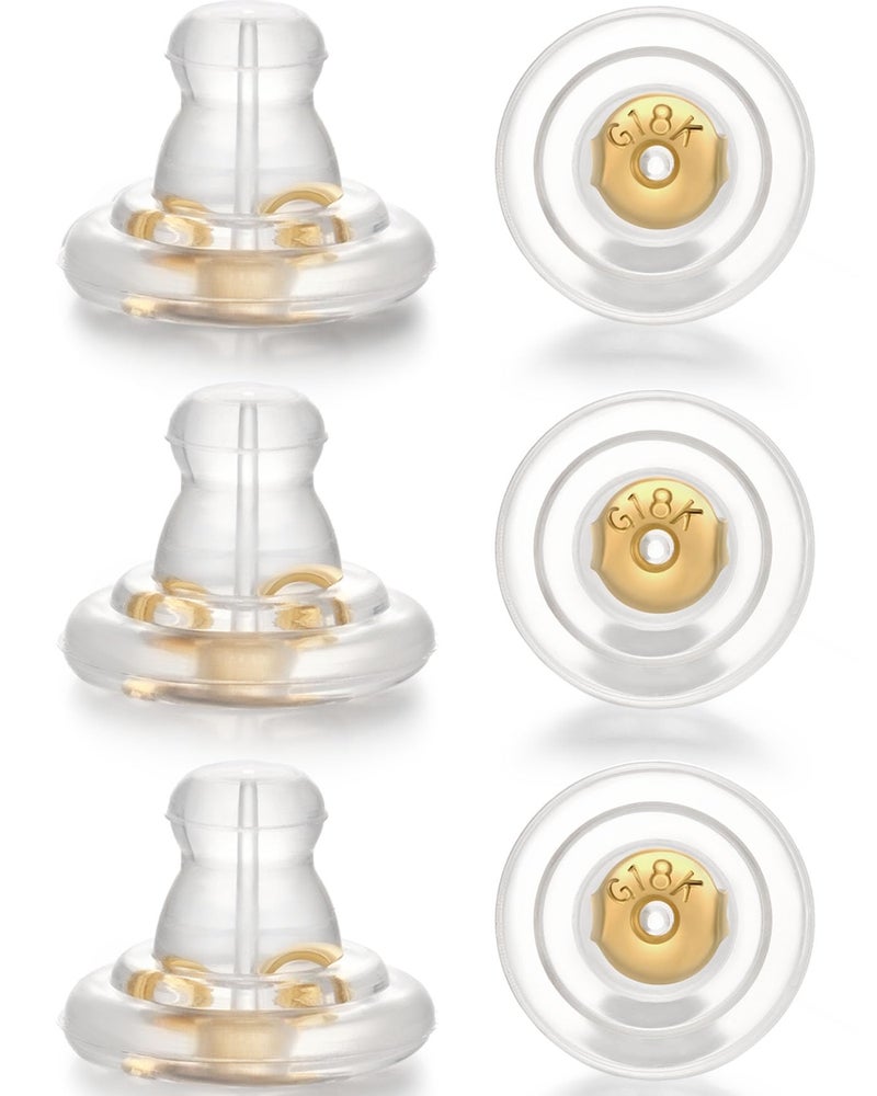 Moconar 14K Gold Silicone Earring Backs Replacements,Locking Secure Earring Backs for Studs/Droopy Ears,No-Irritate Hypoallergenice Soft Clear Earring Backs for Diamond Earrings - Image 1