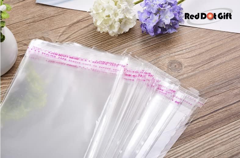 Red Dot Gift® Self-Sealing Cellophane Bags - Crystal Clear Resealable Pouches (W7*H13cm, 100 pcs) - Image 5