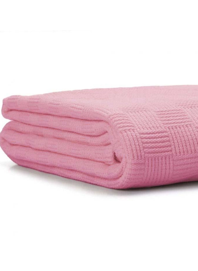 Relax Egyptian cotton Leno throw blanket,ultra-soft & lightweight with an elegant woven design ,king size 255x225 cm , Pink - Image 1