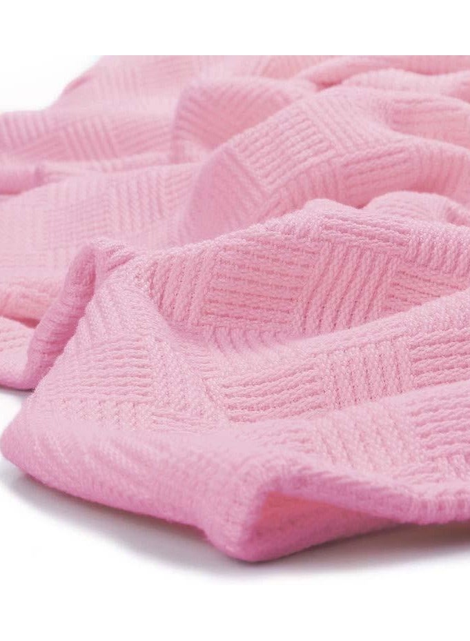 Relax Egyptian cotton Leno throw blanket,ultra-soft & lightweight with an elegant woven design ,king size 255x225 cm , Pink - Image 2