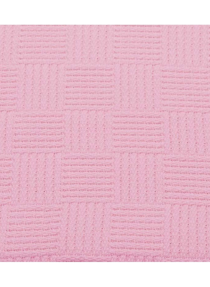 Relax Egyptian cotton Leno throw blanket,ultra-soft & lightweight with an elegant woven design ,king size 255x225 cm , Pink - Image 3