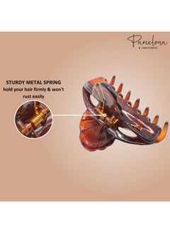 Parcelona French Poppy Tortoise Shell Brown And Black Small 2 ¼" Celluloid Set Of 4 Good Grip Hair Claw Clip Clamps For Women And Girls  - Image 3