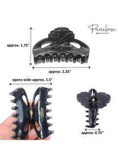 Parcelona French Poppy Tortoise Shell Brown And Black Small 2 ¼" Celluloid Set Of 4 Good Grip Hair Claw Clip Clamps For Women And Girls  - Image 5
