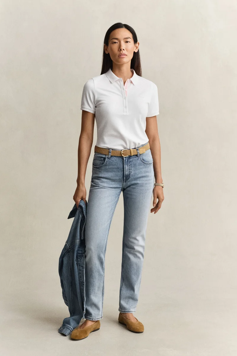 غانت Slim Contrast Pique Polo Shirt