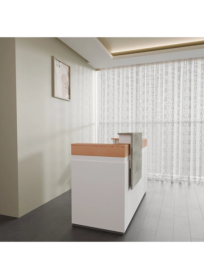 NEO FRONT FURNITURE 1.6 Meter Reception Desk – Golden Shade Modern HDF Front Desk Table for Office Lobby & Reception Area (160 x 65 x 105 cm) BOF-QT667-1.6M - Image 3
