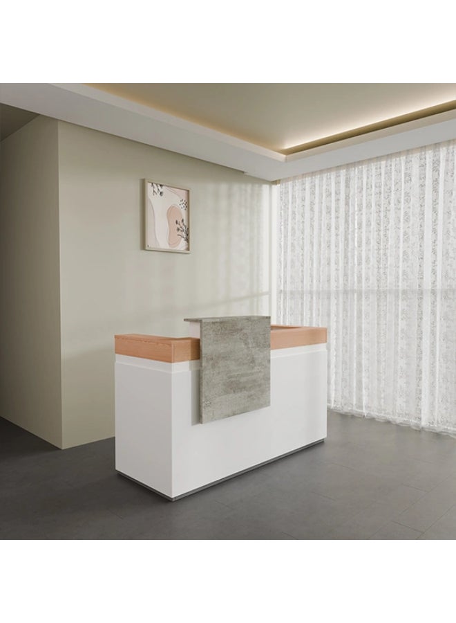 NEO FRONT FURNITURE 1.6 Meter Reception Desk – Golden Shade Modern HDF Front Desk Table for Office Lobby & Reception Area (160 x 65 x 105 cm) BOF-QT667-1.6M - Image 1